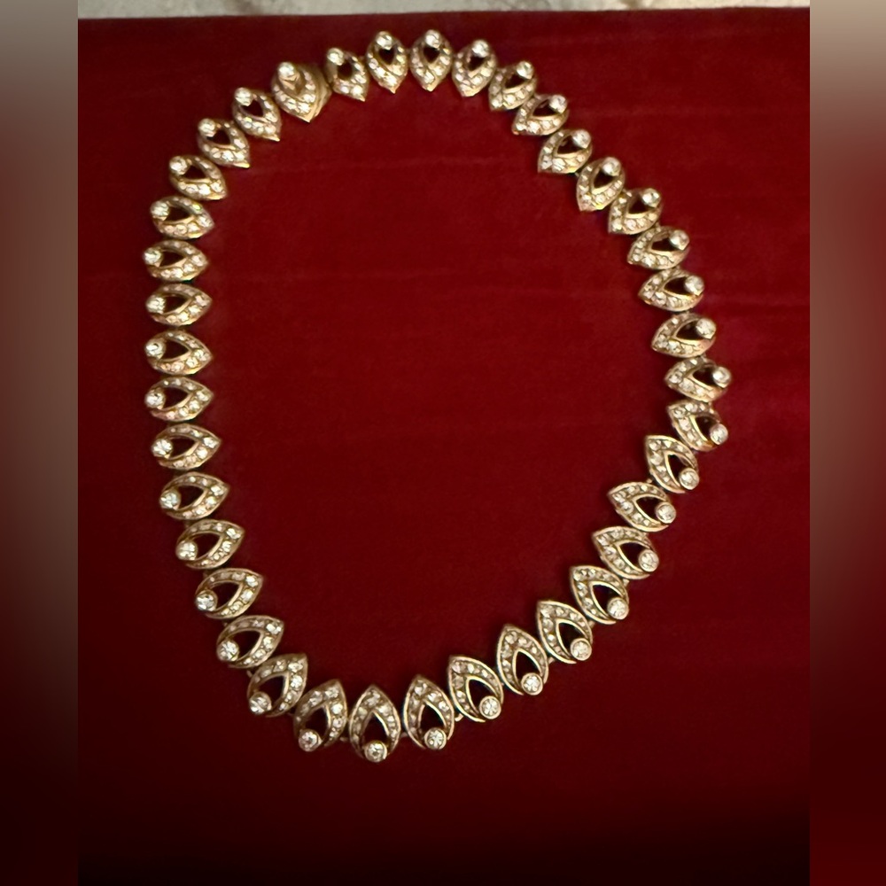 Vintage Gold plated rhinestone choker Necklace